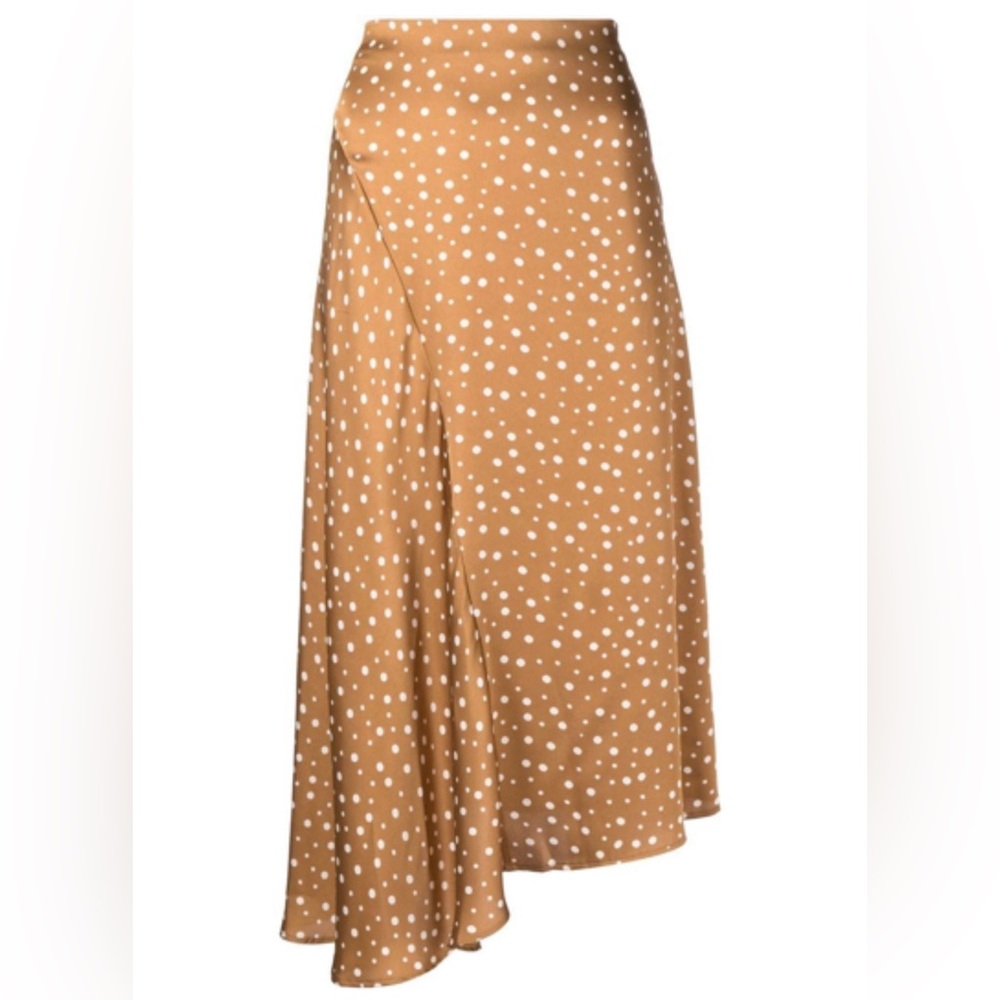 Vince Asymmetrical Skirt in Mustard Polka Dot